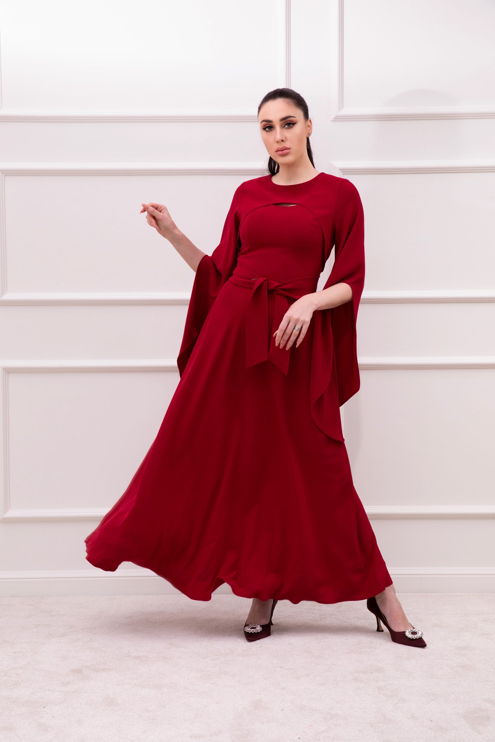 maroon Plain Satin evening wear long western dress, Gown, Full Sleeves at  Rs 790/piece in Kalna